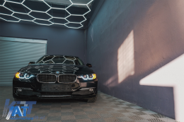 Faruri Full Angel Eyes LED DRL compatibil cu BMW 3 Series F30 F31 Sedan Touring (10.2011-05.2015) Negre-image-6088788