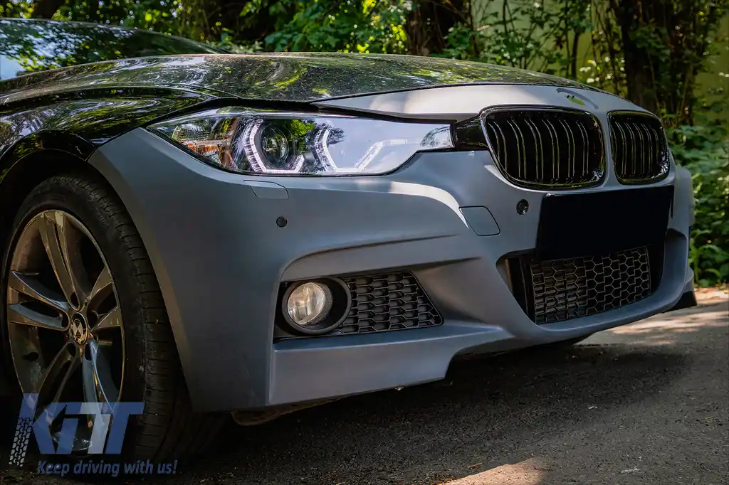 Faruri Full Angel Eyes LED DRL compatibil cu BMW 3 Series F30 F31 Sedan Touring (10.2011-05.2015) Negre-image-6094075