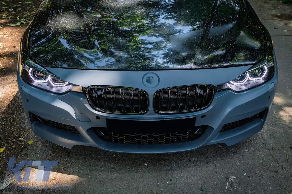 Faruri Full Angel Eyes LED DRL compatibil cu BMW 3 Series F30 F31 Sedan Touring (10.2011-05.2015) Negre-image-6094076