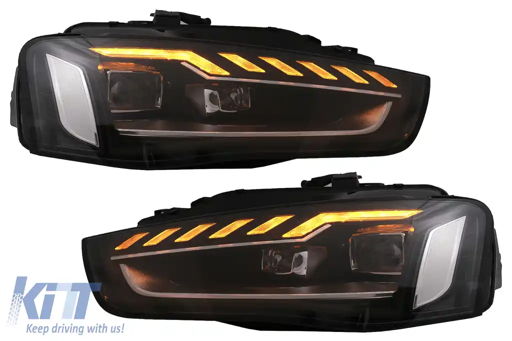 Faruri Full LED compatibil cu Audi A4 B8.5 Facelift  (2012-2015) Negru Semnal Dinamic A4 B9.5 Design