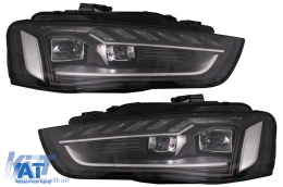 Faruri Full LED compatibil cu Audi A4 B8.5 Facelift  (2012-2015) Negru Semnal Dinamic A4 B9.5 Design-image-6088126