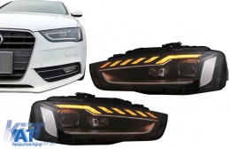Faruri Full LED compatibil cu Audi A4 B8.5 Facelift  (2012-2015) Negru Semnal Dinamic A4 B9.5 Design-image-6088392