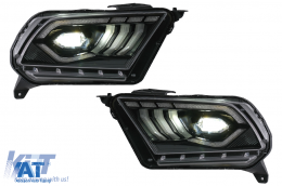 Faruri Full LED compatibil cu Ford Mustang V (2010-2014) cu Semnal Dinamic Secvential-image-6089481