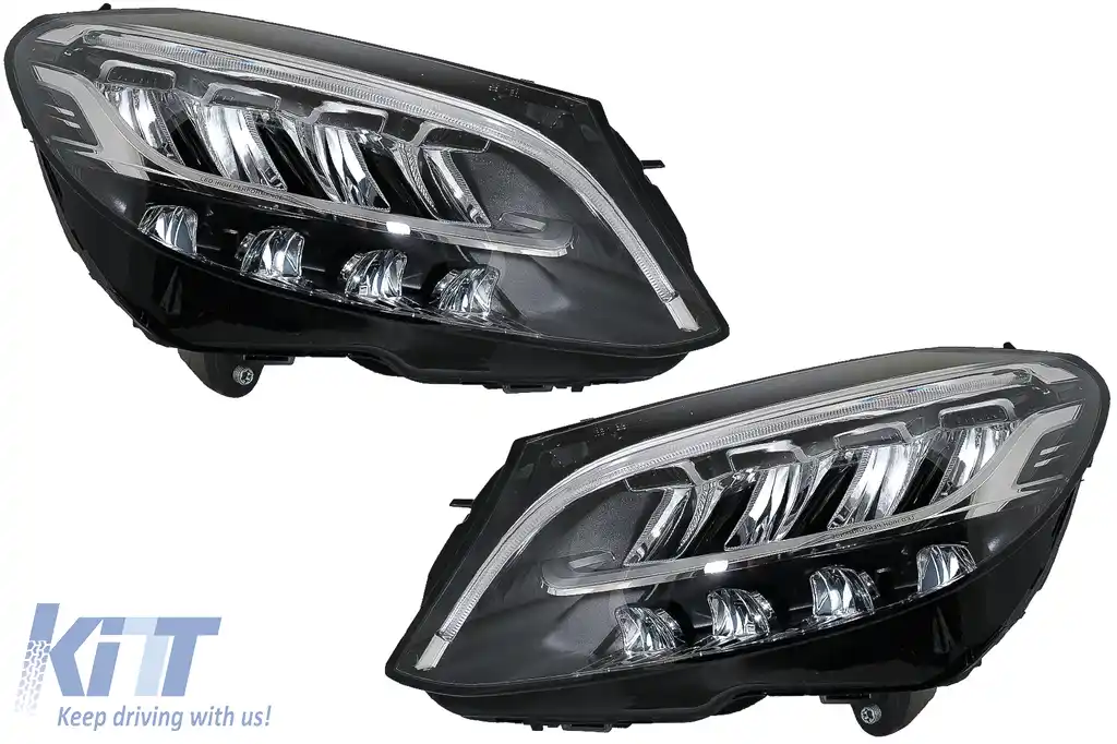Faruri Full LED compatibil cu Mercedes C-Class W205 S205 (2019-up) LHD