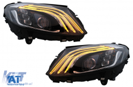Faruri Full LED compatibil cu Mercedes C-Class W205 S205 (2014-2020) LHD W222 Design-image-6091834