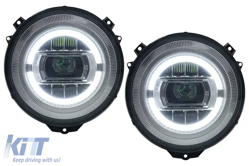 Faruri Full LED compatibil cu Mercedes G-Class W463 (2005-2017) Crom Facelift 2018 Design