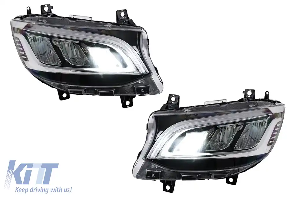Faruri Full LED compatibil cu Mercedes Sprinter W907 Halogen (2019-2023) Negru-image-6211483