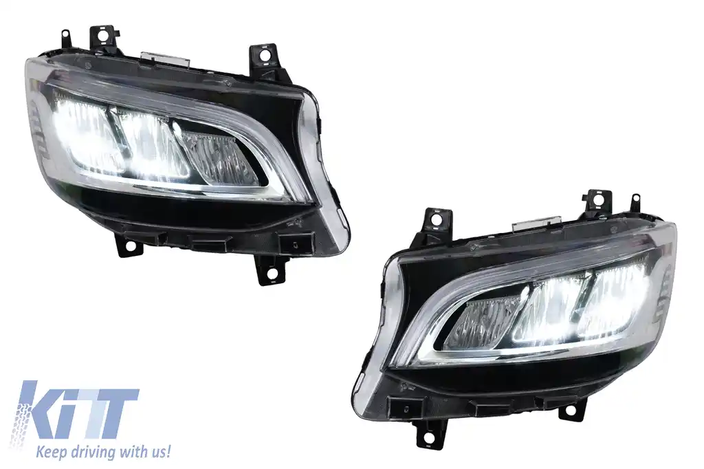 Faruri Full LED compatibil cu Mercedes Sprinter W907 Halogen (2019-2023) Negru-image-6211494