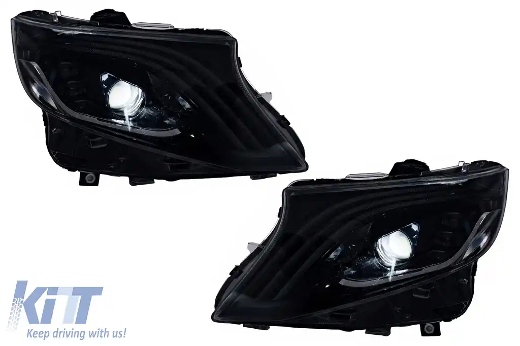 Faruri Full LED compatibil cu Mercedes V-Class Vito W447 (2014-2024) Negru Semnal Dinamic-image-6164819