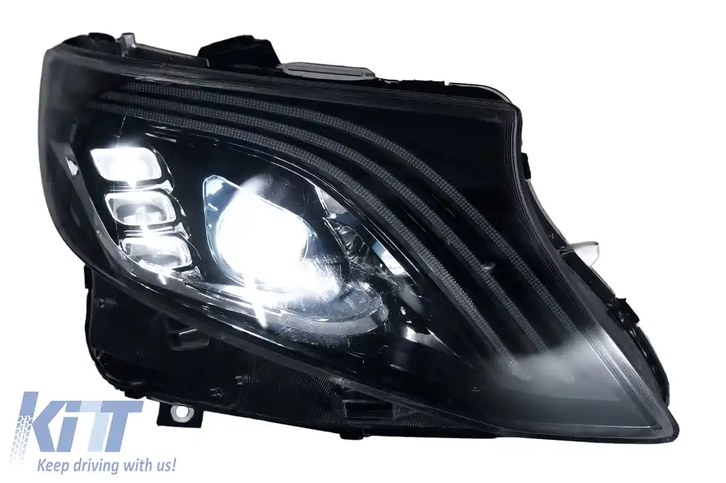 Faruri Full LED compatibil cu Mercedes V-Class Vito W447 (2014-2024) Negru Semnal Dinamic-image-6164821