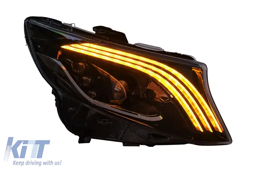Faruri Full LED compatibil cu Mercedes V-Class Vito W447 (2014-2024) Negru Semnal Dinamic-image-6164825