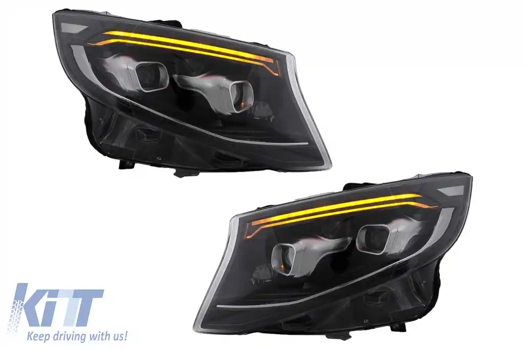 Faruri Full LED compatibil cu Mercedes V-Class W447 (2014-2023) Negru-image-6128127