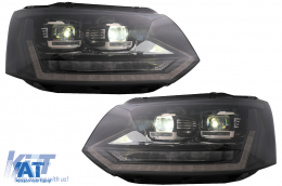 Faruri Full LED compatibil cu VW Transporter Caravelle Multivan T5 Facelift (2010-2015) cu Semnal Dinamic Secvential-image-6089363