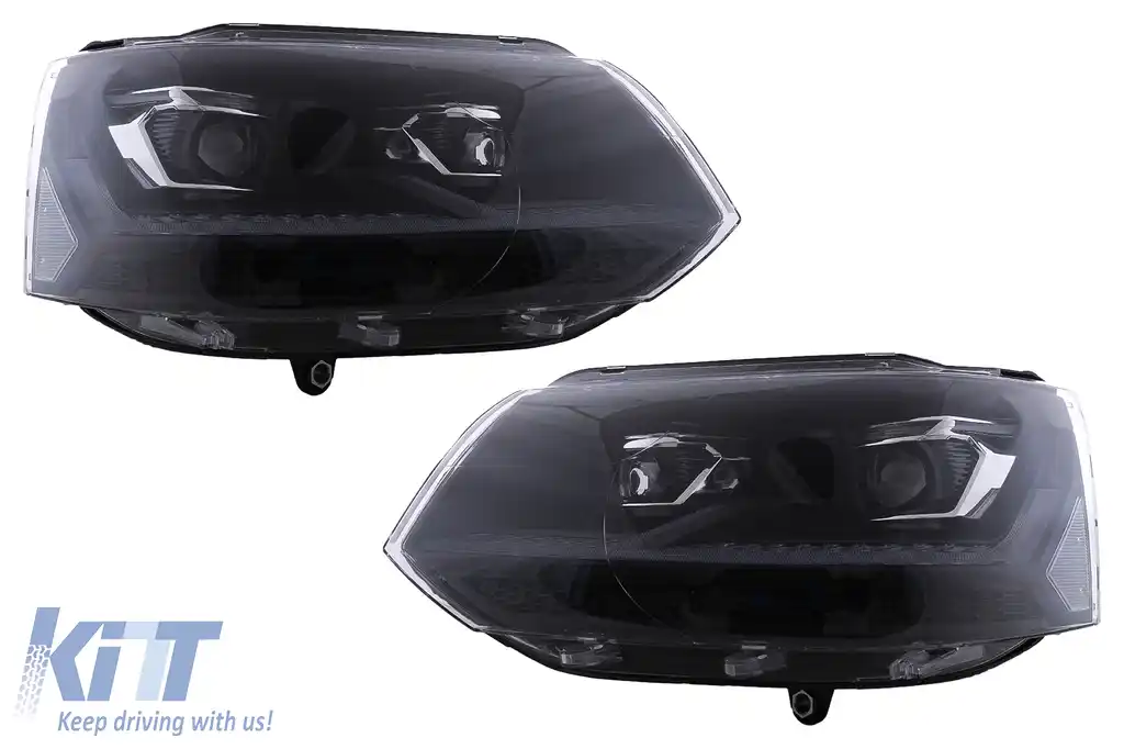 Faruri Full LED compatibil cu VW Transporter Caravelle Multivan T5 Facelift (2010-2015) Negru-image-6114485
