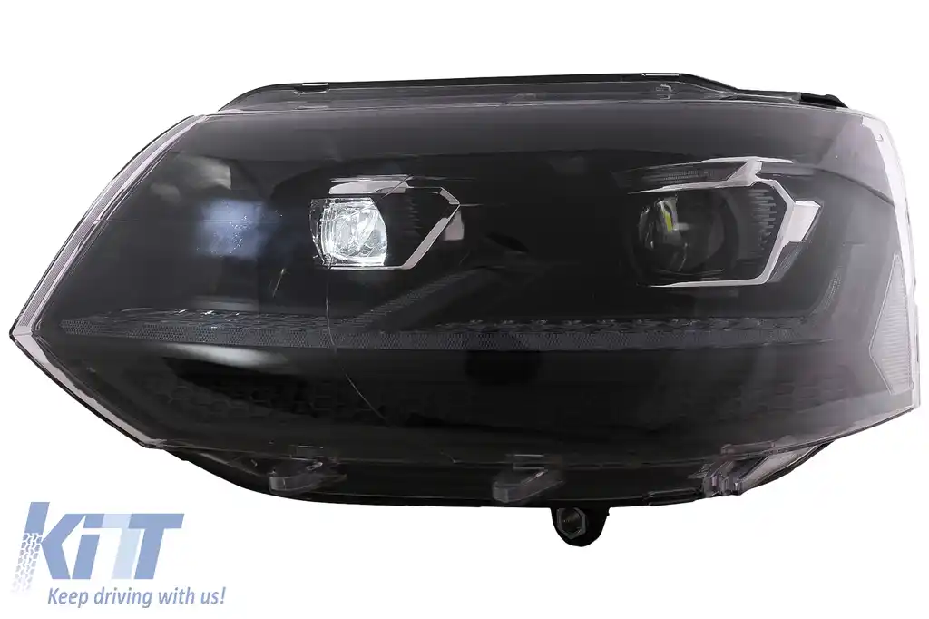 Faruri Full LED compatibil cu VW Transporter Caravelle Multivan T5 Facelift (2010-2015) Negru-image-6114491