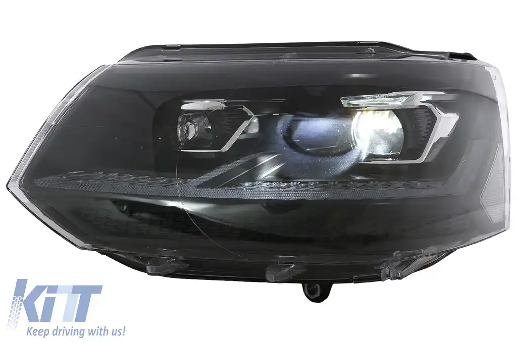Faruri Full LED compatibil cu VW Transporter Caravelle Multivan T5 Facelift (2010-2015) Negru-image-6114494