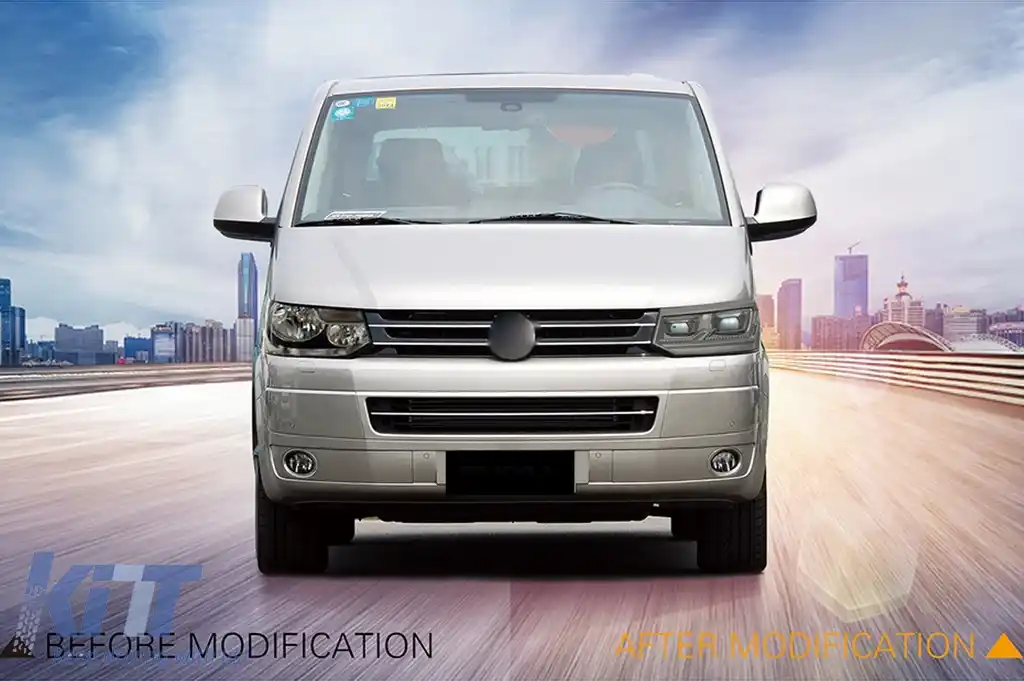 Faruri Full LED compatibil cu VW Transporter Caravelle Multivan T5 Facelift (2010-2015) Negru-image-6121807