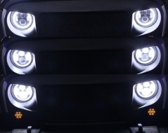 Faruri Full LED CREE Dublu Proiector compatibil cu Jeep Wrangler JK TJ LJ Land Rover Defender Mercedes W463 Negru-image-5999901