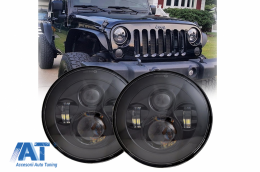 Faruri Full LED CREE Dublu Proiector compatibil cu Jeep Wrangler JK TJ LJ Land ROVER Defender Mercedes W463 Black-image-6044187