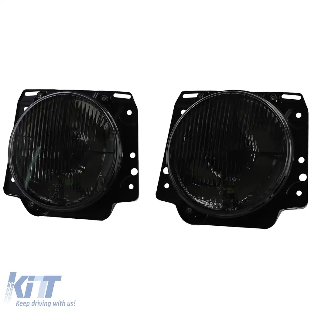 Faruri H4 Fum Negru cu nervuri și țintă pentru VW Golf 2 83-91-image-6205480