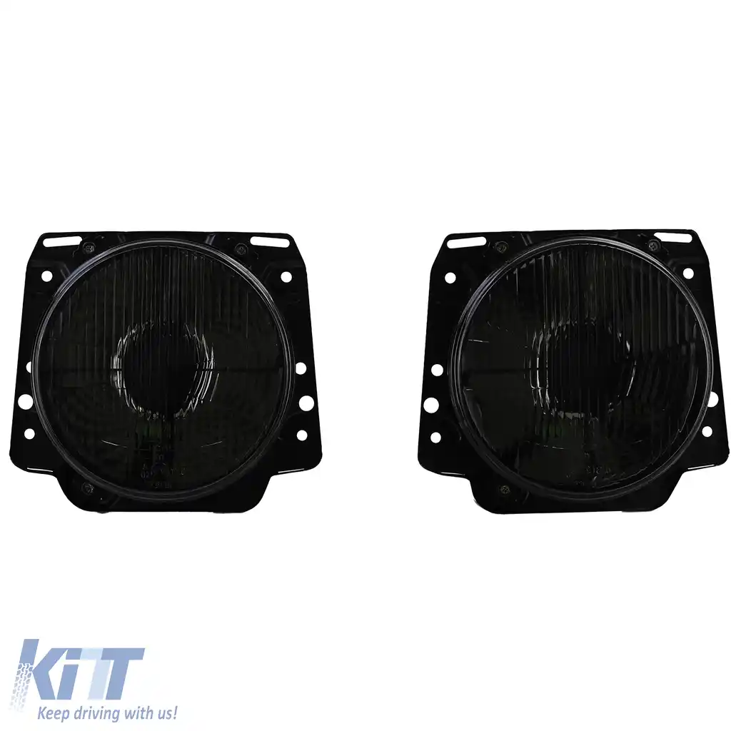 Faruri H4 Fum Negru cu nervuri și țintă pentru VW Golf 2 83-91-image-6205481