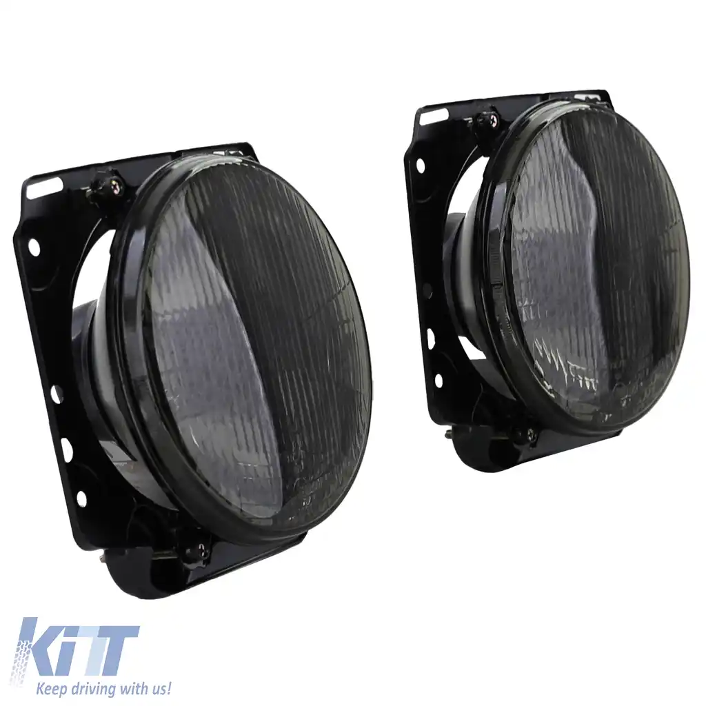 Faruri H4 Fum Negru cu nervuri și țintă pentru VW Golf 2 83-91-image-6205482