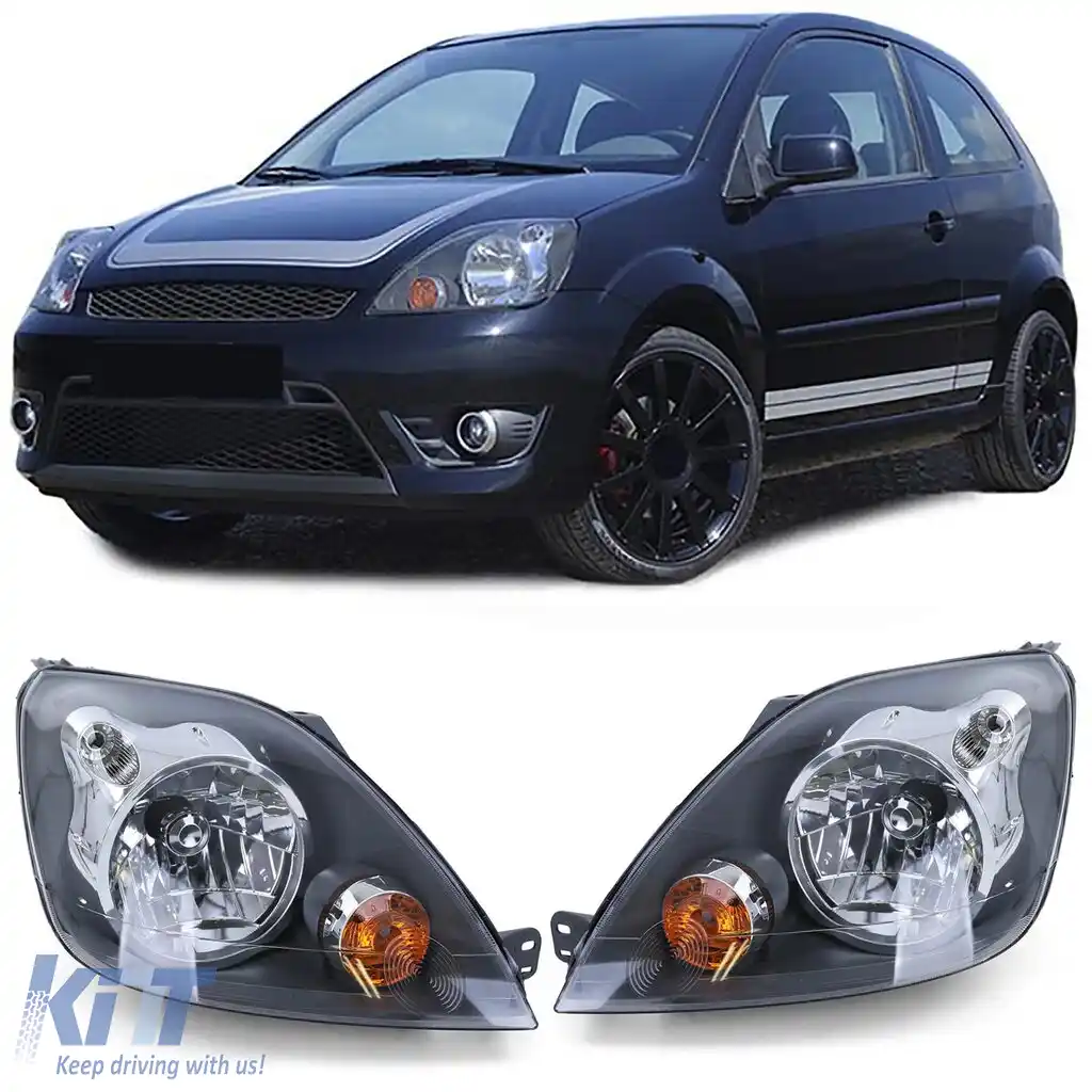 Faruri H4 Negre cu Motor Pachet pentru Ford Fiesta JH JD 05-07