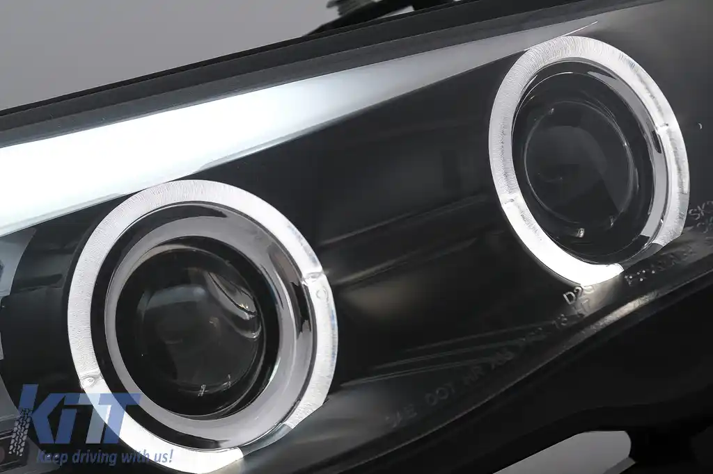 Faruri LED Angel Eyes compatibil cu BMW Seria 5 E60 E61 (2003-2007) LCI Design Negru-image-6101012