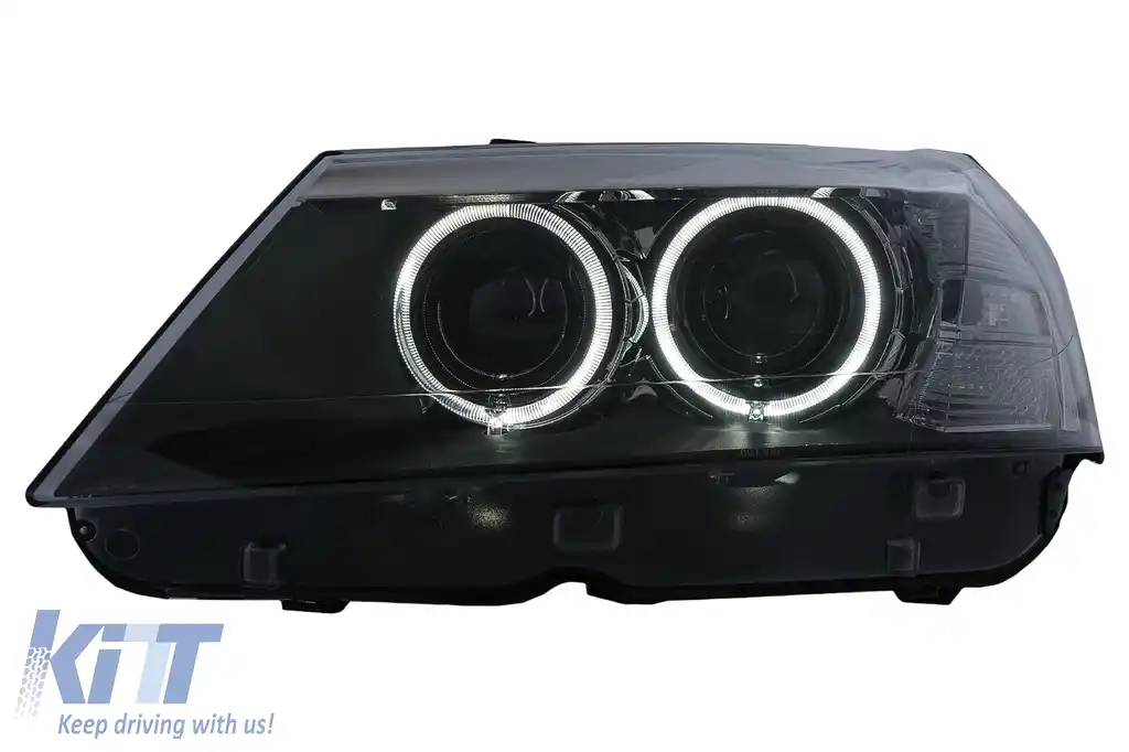 Faruri LED Angel Eyes compatibil cu BMW X3 F25 SUV (2011-2014) Negru-image-6098973