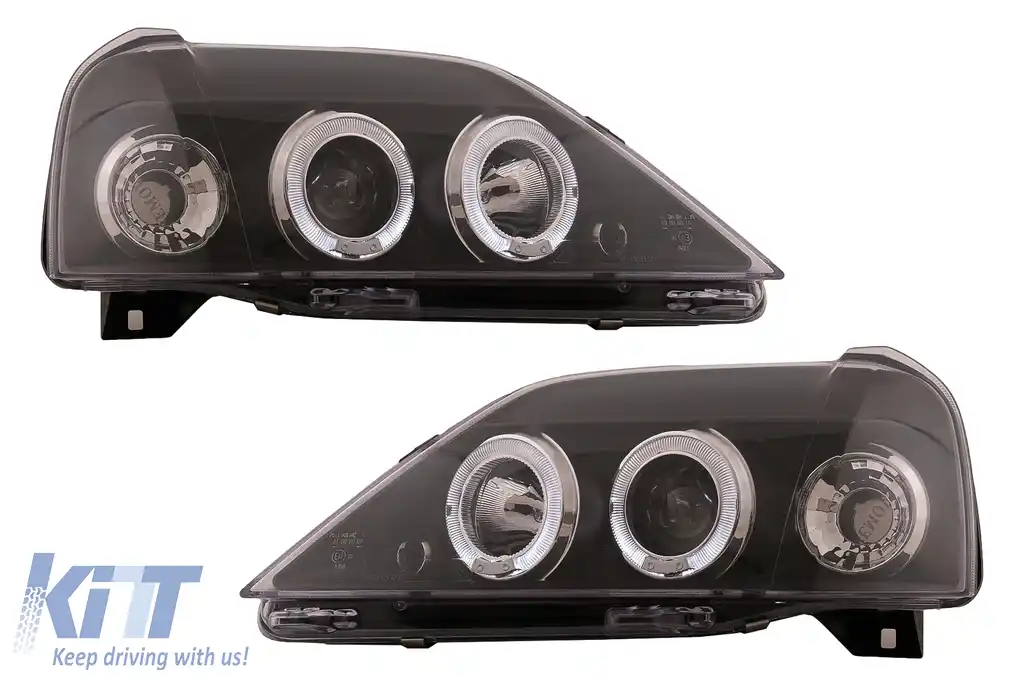 Faruri LED Angel Eyes compatibil cu Dacia Logan (2004-2008) Negru