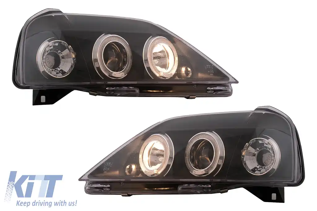 Faruri LED Angel Eyes compatibil cu Dacia Logan (2004-2008) Negru-image-6107123