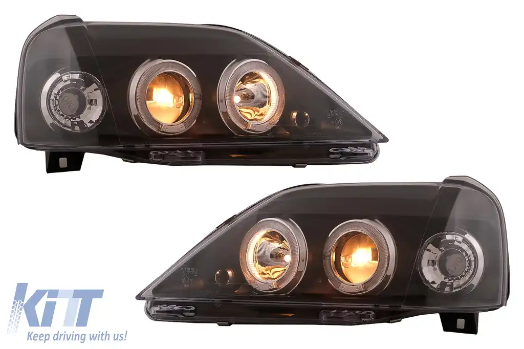 Faruri LED Angel Eyes compatibil cu Dacia Logan (2004-2008) Negru-image-6107428