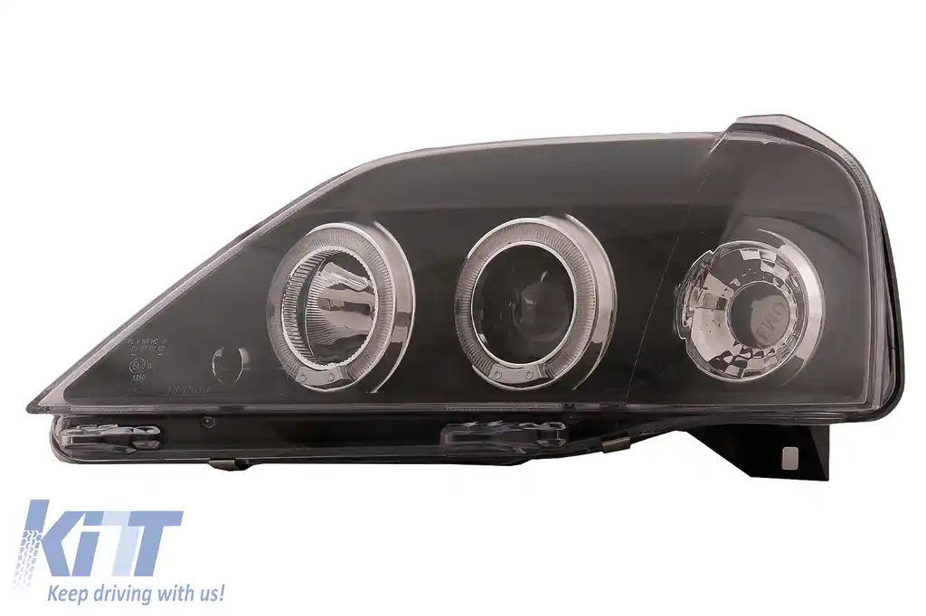 Faruri LED Angel Eyes compatibil cu Dacia Logan (2004-2008) Negru-image-6107430