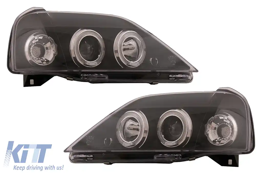 Faruri LED Angel Eyes compatibil cu Dacia Logan (2004-2008) Negru-image-6107431