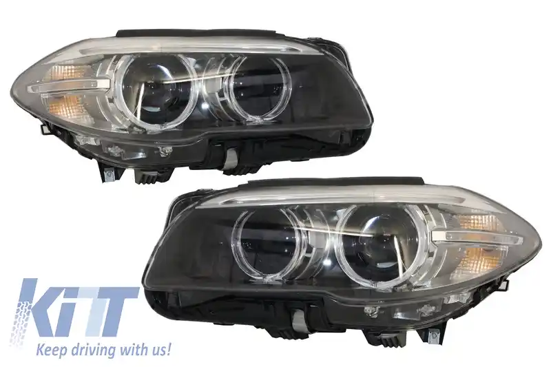 Faruri LED Bi-Xenon Angel Eyes compatibil cu BMW 5 Series F10 F11 (2011-2013) LCI Facelift Look-image-6027080