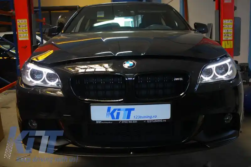 Faruri LED Bi-Xenon Angel Eyes compatibil cu BMW 5 Series F10 F11 (2011-2013) LCI Facelift Look-image-6027087