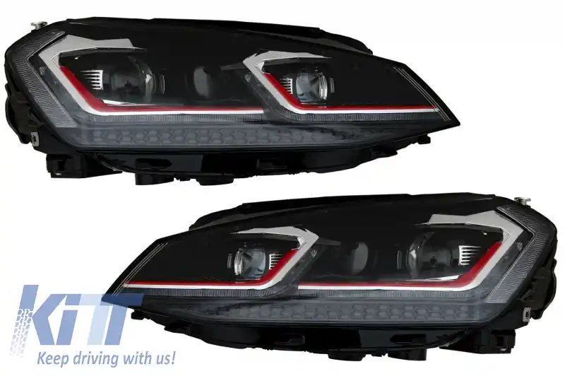 Faruri LED Bi-xenon Look compatibil cu VW Golf 7 VII (2012-2017) Facelift G7.5 GTI Design cu Semnal Dinamic