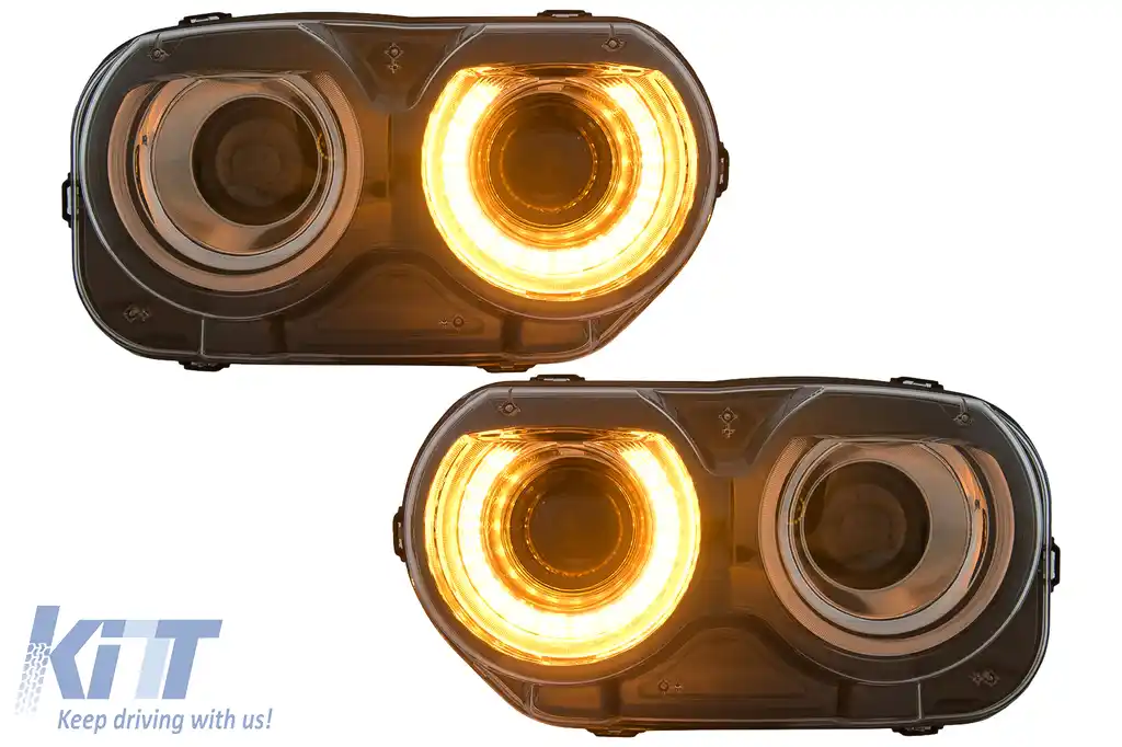Faruri LED compatibil cu Dodge Challenger (2015-2024) Negru cu Lumini RGB