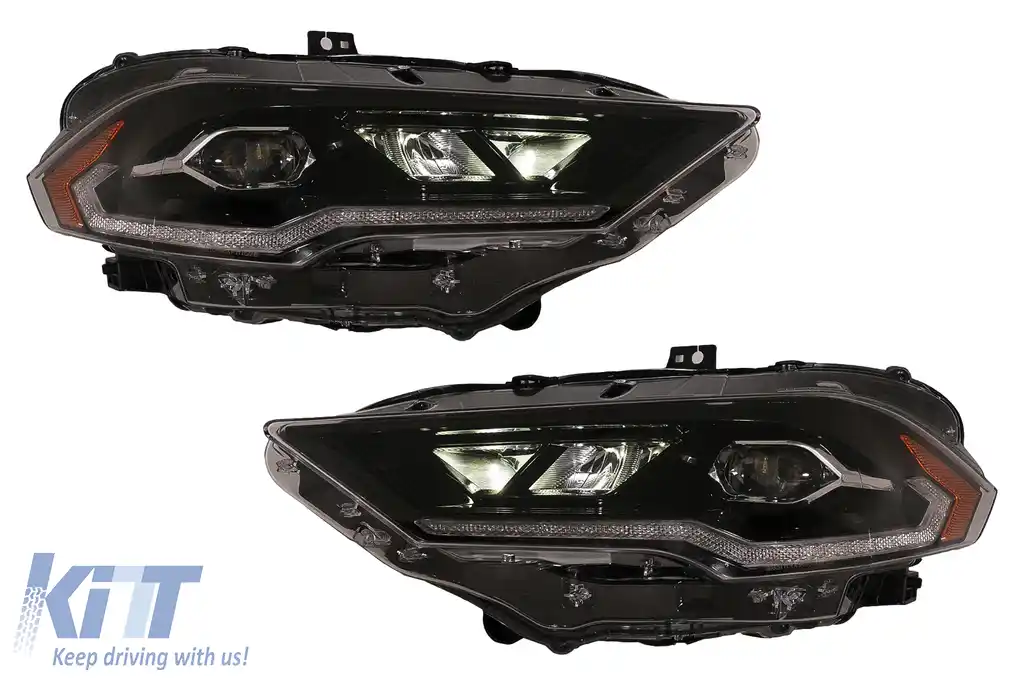 Faruri LED compatibil cu Ford Mustang Facelift (2018-2023) Negru Semnal Dinamic-image-6107441