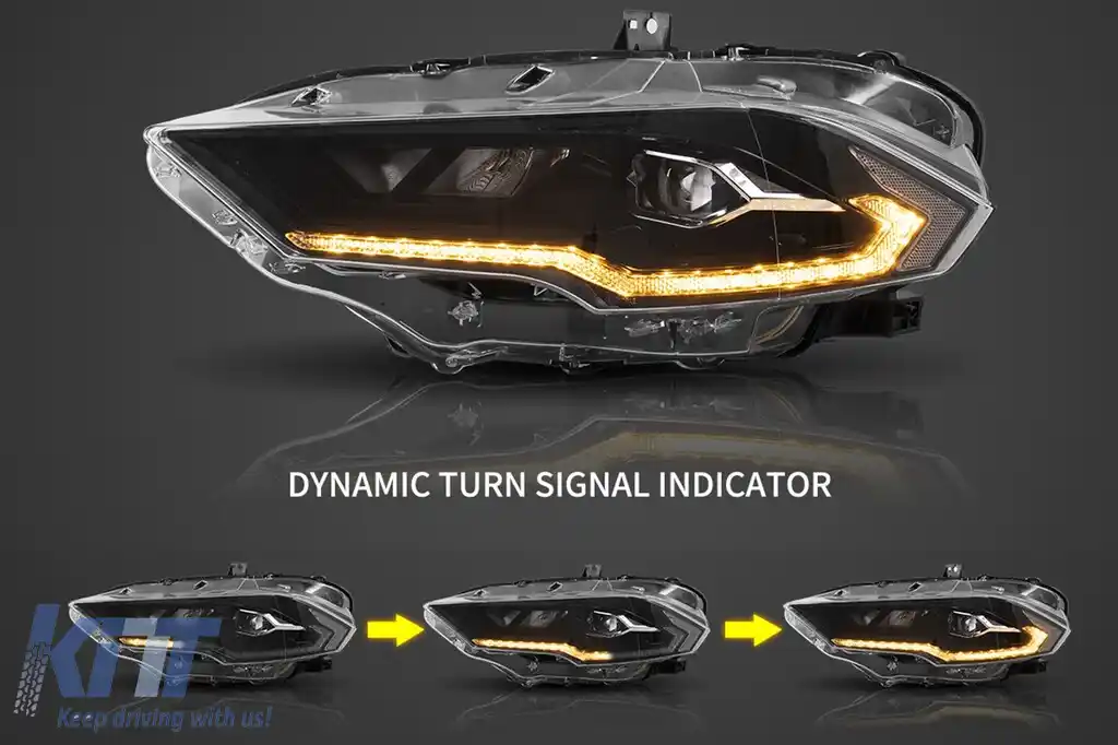 Faruri LED compatibil cu Ford Mustang Facelift (2018-2023) Negru Semnal Dinamic-image-6107484