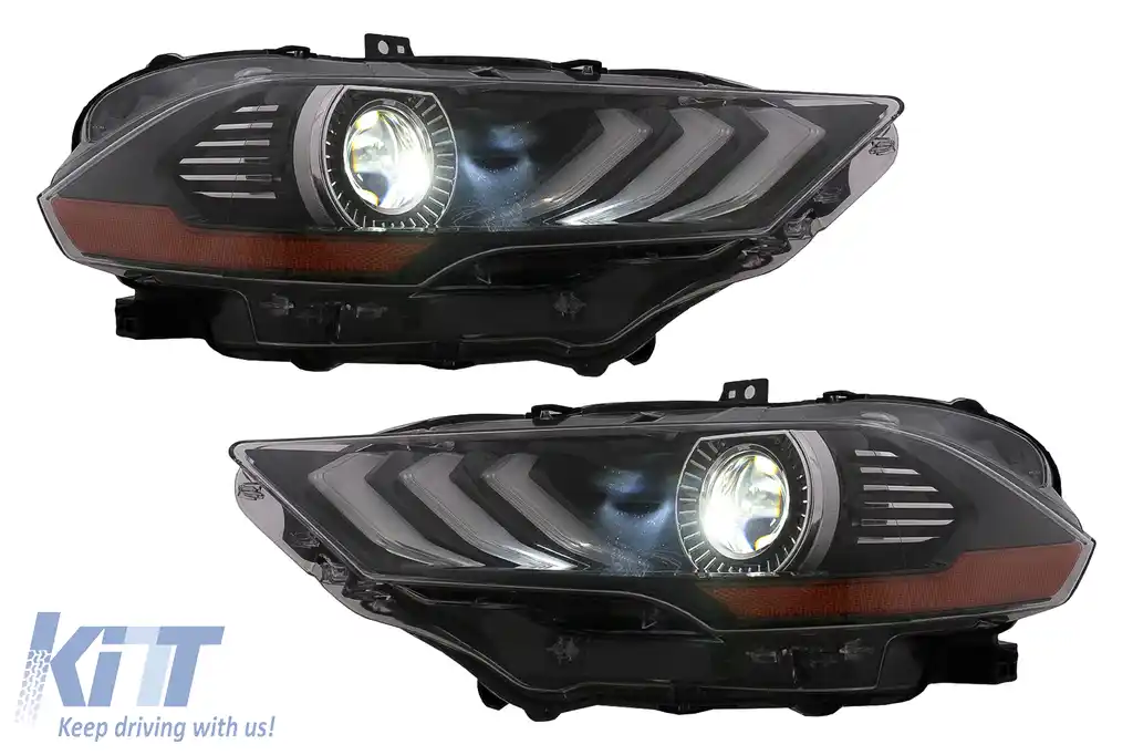 Faruri LED compatibil cu Ford Mustang Facelift (2018-2023) Negru Semnal Dinamic RGB DRL-image-6107456