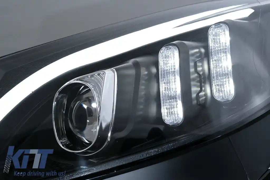 Faruri LED compatibil cu Mercedes C-Class W205 S205 A205 C205 (2014-2018) Negru Semnal Dinamic Secvential-image-6105770