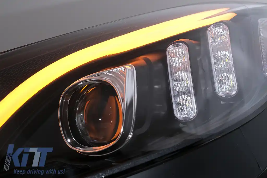 Faruri LED compatibil cu Mercedes C-Class W205 S205 A205 C205 (2014-2018) Negru Semnal Dinamic Secvential-image-6105777