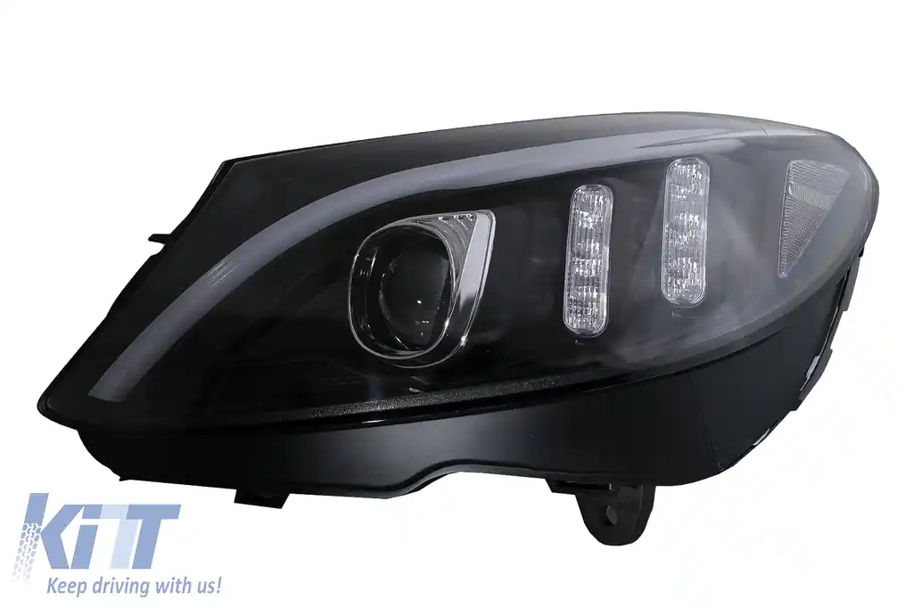 Faruri LED compatibil cu Mercedes C-Class W205 S205 A205 C205 (2014-2018) Negru Semnal Dinamic Secvential-image-6105778