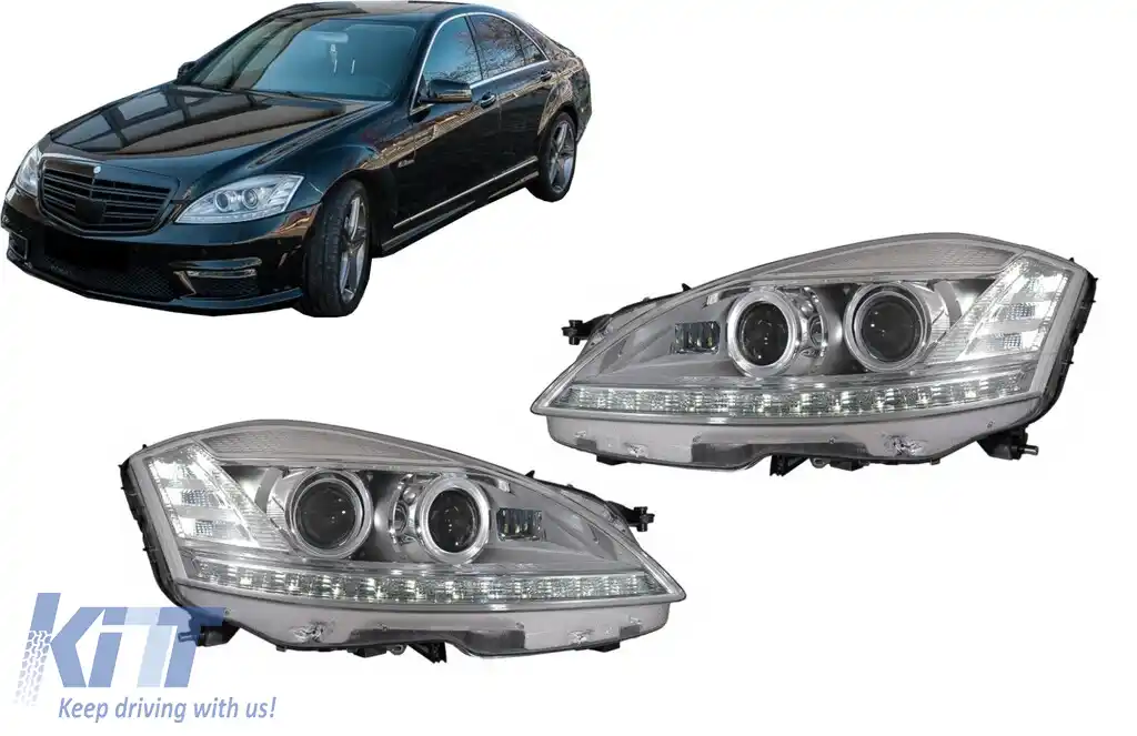 Faruri LED compatibil cu Mercedes Clasa S W221 (2005-2009) Facelift Look Semnalizare Dinamica Secventiala