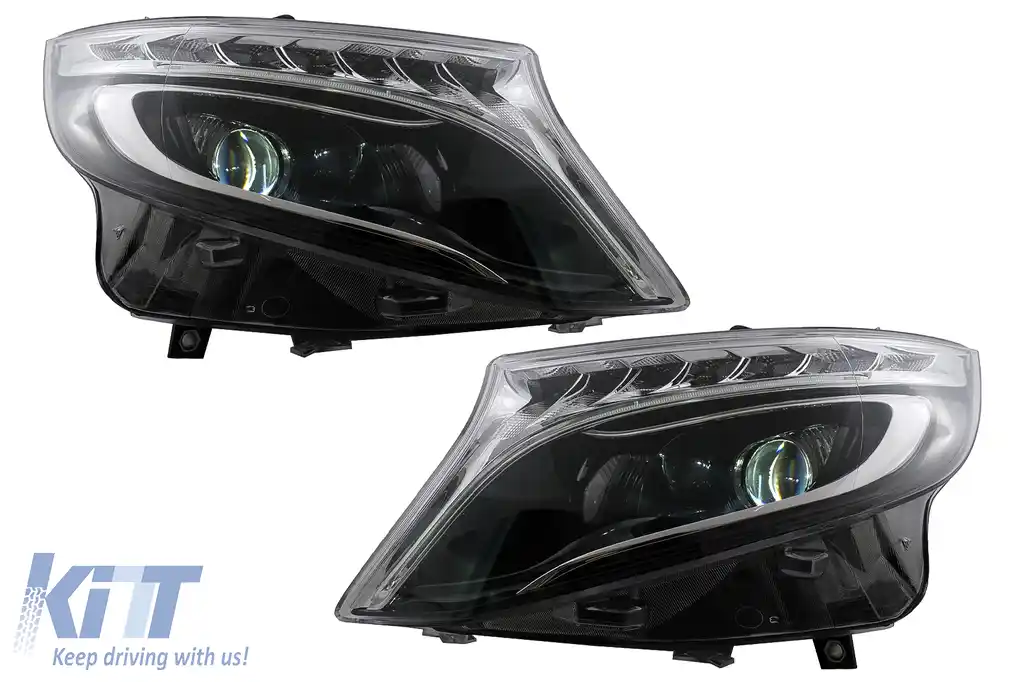 Faruri LED compatibil cu Mercedes V-Class W447 Vito (2014-2017) Negru-image-6105343