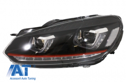 Faruri LED compatibil cu VW Golf 6 VI (2008-2012) Golf 7 U Design With Red Strip GTI Semnal LED Dinamic-image-6014652