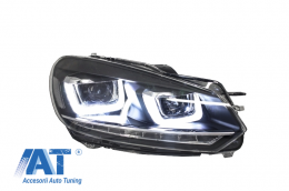 Faruri LED compatibil cu VW Golf 6 VI (2008-2013) Design Golf 7 3D U Design Semnal LED Dinamic-image-6003220