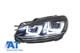 Faruri LED compatibil cu VW Golf 6 VI (2008-2013) Design Golf 7 3D U Design Semnal LED Dinamic-image-6003221