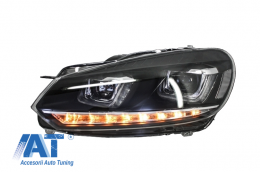 Faruri LED compatibil cu VW Golf 6 VI (2008-2013) Design Golf 7 3D U Design Semnal LED Dinamic-image-6003222